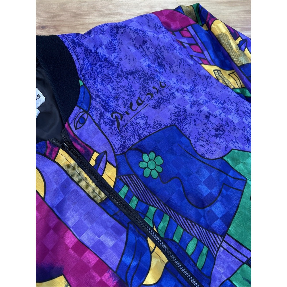 Rainbow‎ Collection Vintage 80s Bomber Jacket Colorful Abstract Print Size Large - Picture 3 of 12